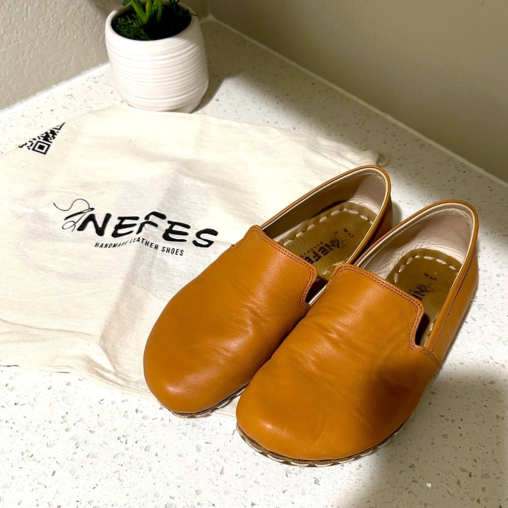 Nefes Women’s Handmade Leather Earthing Grounding Loafers Size 6.5